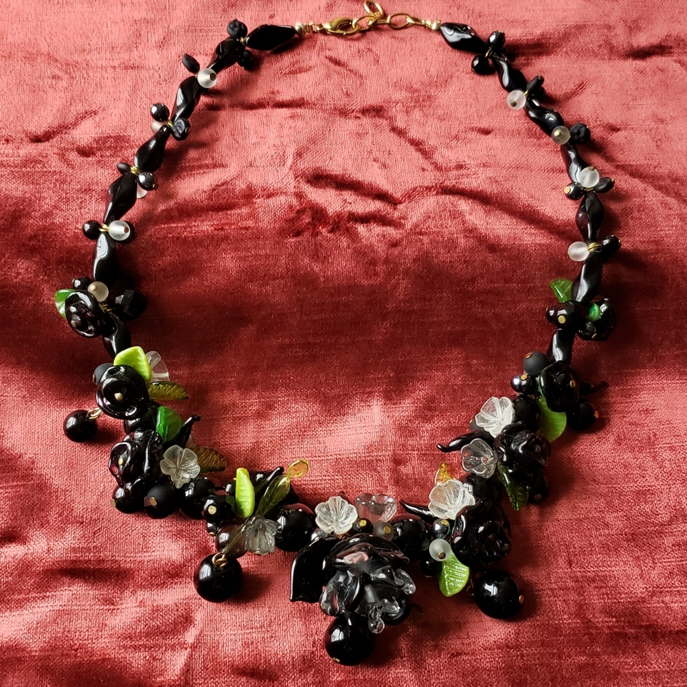 Rialto 79 Original Murano Black Lampwork Drop Bead Necklace